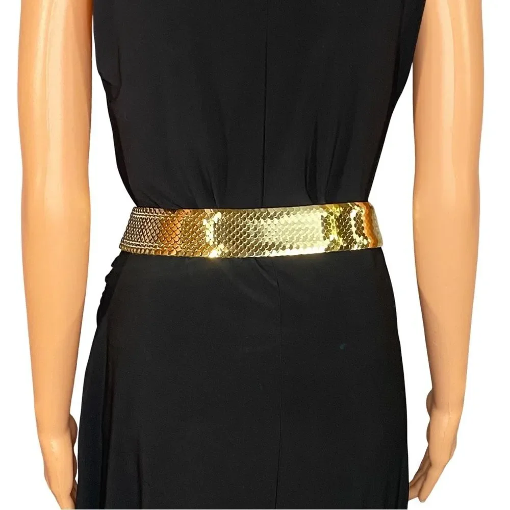 Vintage Y2K Gold Belt Stretchy Heavy Metal Grunge Revival 90s Edgy Rhinestone